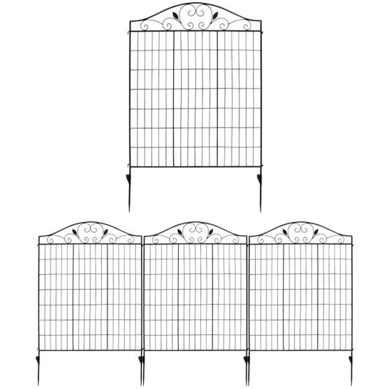 BOXED COSTWAY 4 PANELS STEEL DECORATIVE GARDEN FENCE FOLDING WIRE PATIO FENCES