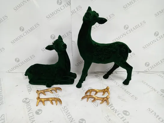 OUTLET ALISON CORK SET OF TWO VELVET STAGS