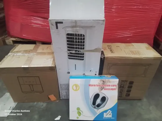 PALLET OF ASSORTED HOUSEHOLD AND ELECTRICAL ITEMS TO INCLUDE AIR FRYER, FOOT MASSAGER AND AIR COOLER 