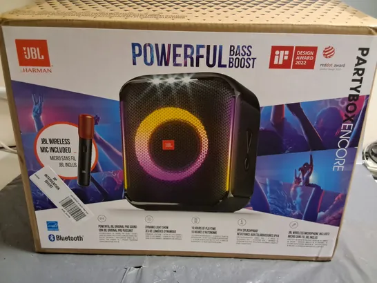 BOXED JBL POWERFUL BASS BOOST PARTY BOX ENCORE