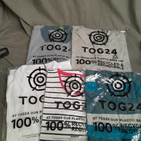 LOT OF 5 OF TOG24 T-SHIRTS VARIOUS COLOURS, SIZES AND STYLES