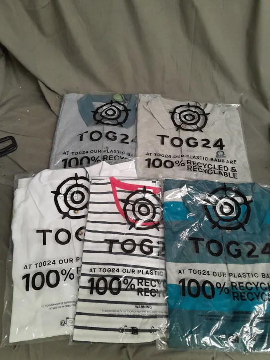 LOT OF 5 OF TOG24 T-SHIRTS VARIOUS COLOURS, SIZES AND STYLES