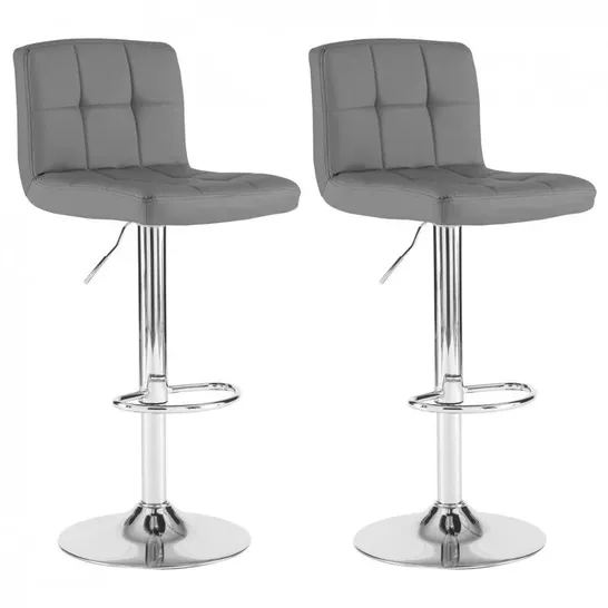 BOXED NEO 2X FABRIC CUBAN SWIVEL BAR STOOLS WITH A MATT BLACK LEGS - DARK GREY (1 BOX)