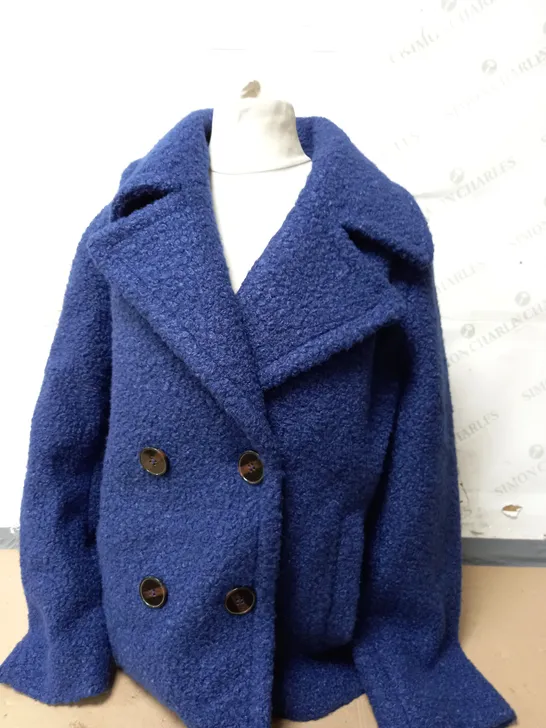 BADGLEY MISCHKA BOUCLE PEACOAT IN INDIGO SIZE XL 