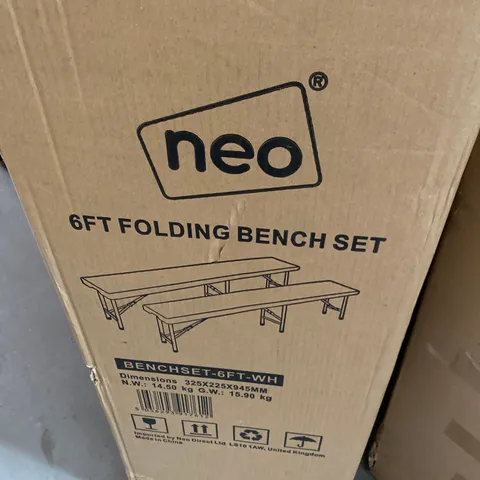 BOXED 6FT FOLDING BENCH SET WHITE 