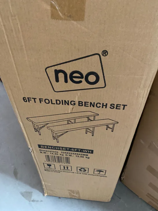 BOXED 6FT FOLDING BENCH SET WHITE 