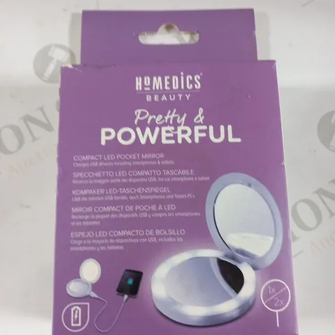 BOXED HOMEDICS BEAUTY PRETTY AND POWERFUL COMPACT LED POCKET MIRROR