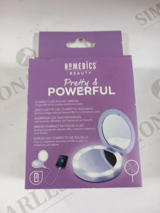 BOXED HOMEDICS BEAUTY PRETTY AND POWERFUL COMPACT LED POCKET MIRROR