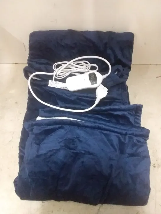 (FAULTY) BOXED SUPER POLAR FLEECE 160CM X 120CM HEATED BLANKET( NAVY BLUE )