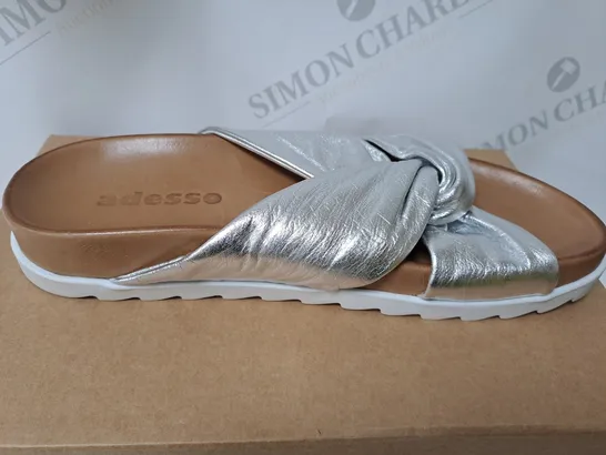 boxed ADESSO sandles in sliver size 7 