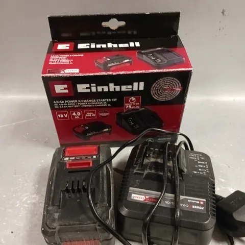 BOXED EINHELL 4.0 AH POWER X-CHANGE STARTER KIT 