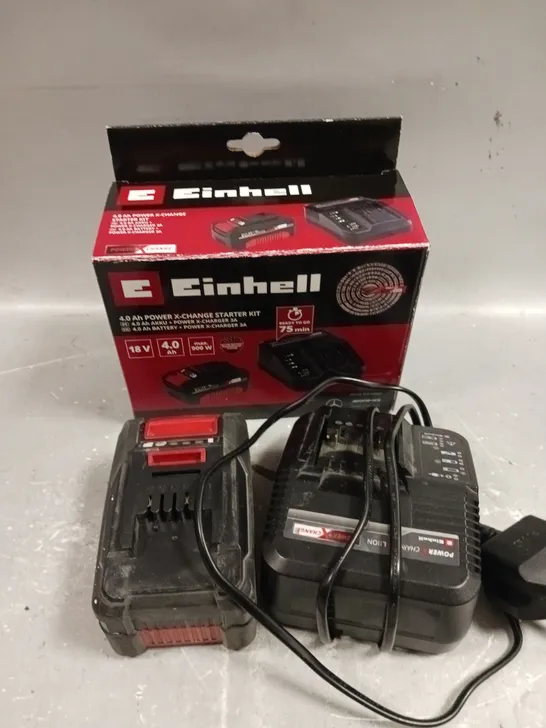 BOXED EINHELL 4.0 AH POWER X-CHANGE STARTER KIT 