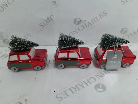 FESTIVE 3X TREE CAR GLASS DECORATION 