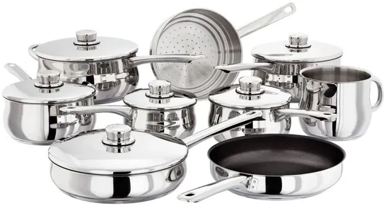 BOXED STELLAR 1000 9-PIECE STAINLESS STEEL COOKWARE SET