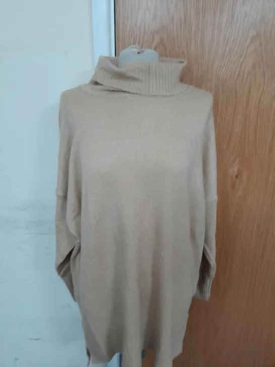 BRAVE SOUL LONG TURTLENECK JUMPER IN TAN SIZE 12 RRP £39.99