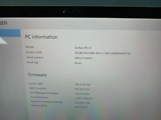 MICROSOFT SURFACE PRO 4 128GB 1724