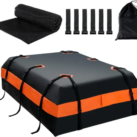 BOXED GOPLUS 21 CUBIC FEET CAR ROOF BAG ROOFTOP CARGO CARRIER WATERPROOF SOFT TOP LUGGAGE BAG