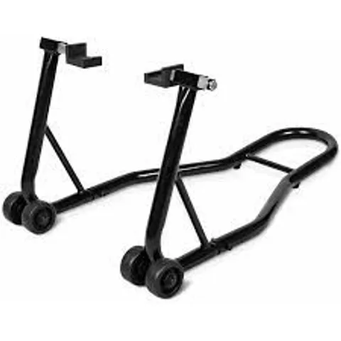 BOXED COSTWAY PORTABLE STEEL MOTORCYCLE STAND SPORT BIKE REAR WHEEL LIFT REINFORCED LIFT STAND - BLACK