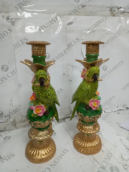 SET OF 2 PARROT CANDLESTICKS