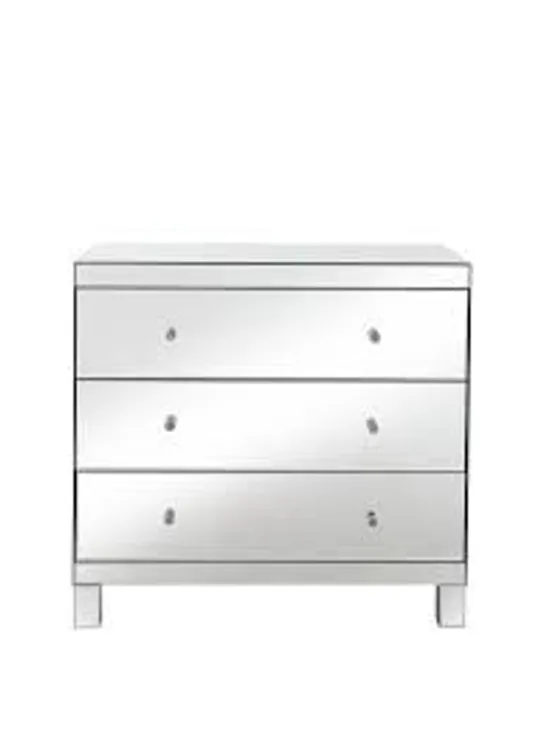 BOXED PARISIAN 3 DRAWER WIDE CHEST MIRRORED ( 1 BOX )  RRP £289