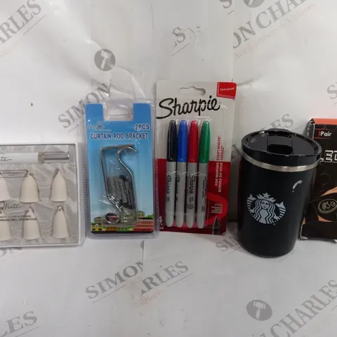 BOX OF APPROXIMATELY 8 ASSORTED ITEMS TO INCLUDE - THE WHITE COMPANY BELL DECORATIONS - STARBUCKS MUG - SHARPIE ECT