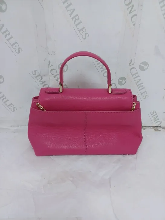 LADIES RUTH LANGSFORD SMALL HANDBAG GENUINE LEATHER DARK PINK