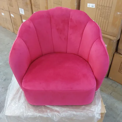 BOXED VELVET ARMCHAIR CHAIR - RED 