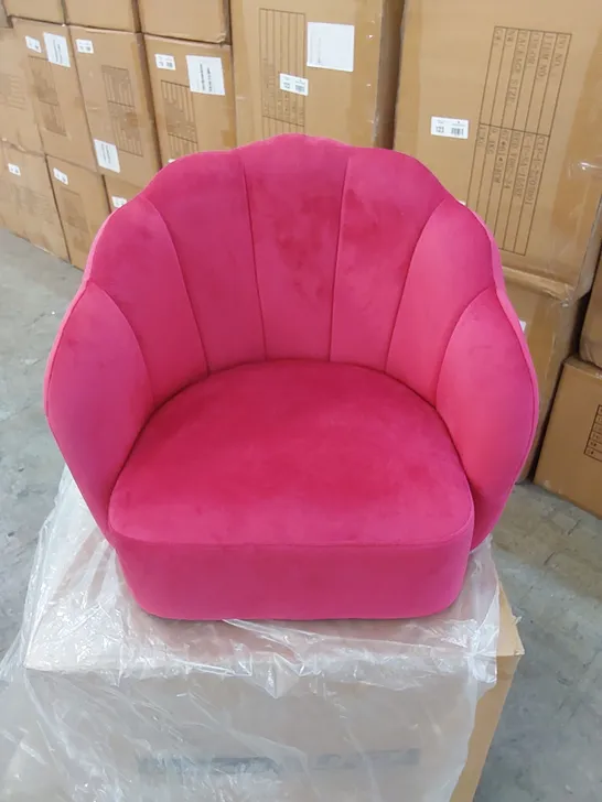 BOXED VELVET ARMCHAIR CHAIR - RED 