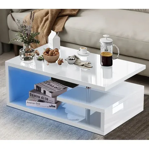 BOXED AUBREYANN HIGH GLOSS COFFEE TABLE WITH STORAGE