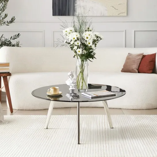 BOXED SOMA ROUND GLASS COFFEE TABLE