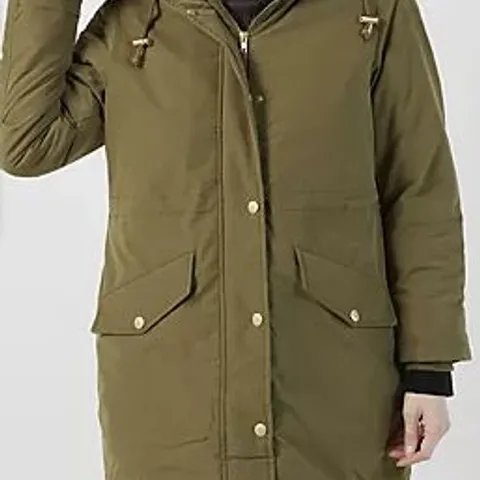 CENTIGRADE PARKA COAT WITH HOOD AND FAUX FUR TRIM OLIVE GREEN EXTRA LARGE