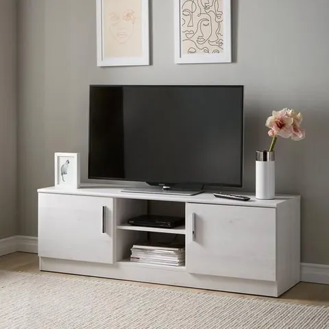 BOXED PANAMA 2 DOOR TV UNIT (FOR TVS UP TO 55") - WHITE OAK - COLLECTION ONLY (1 BOX)