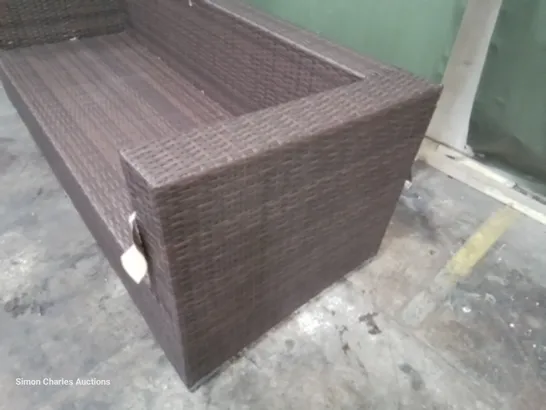 DESIGNER BROWN RATTAN THREE SEATER SOFA 