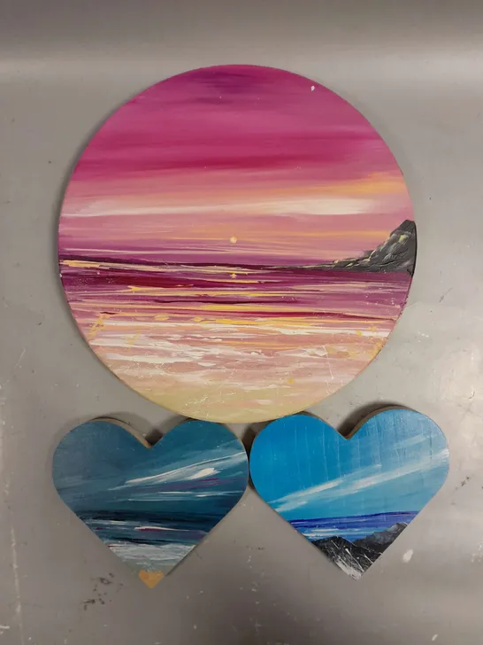 EMMA FERGUSON ART WORK PAINTED WOODEN SHAPES 