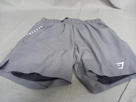 GYMSHARK SPORT 7 2 IN 1 SHORTS IN LIGHT GREY - LARGE