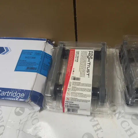 BOX OF 7 ASSORTED PRINTER CATRIDGES AND PARTS