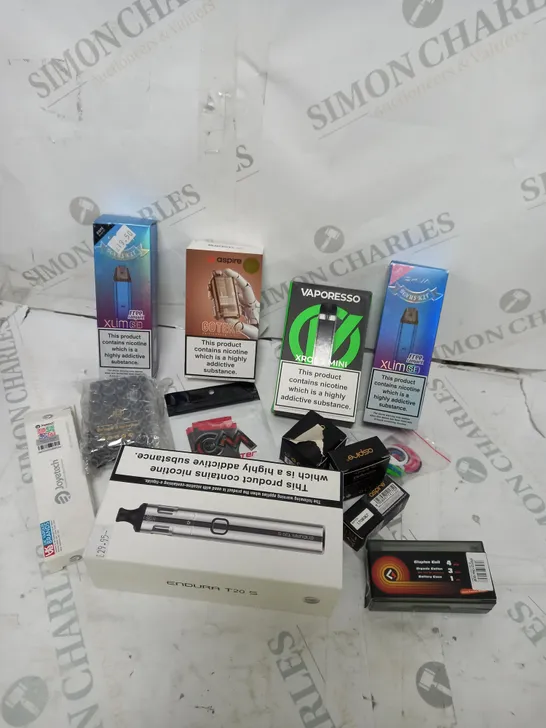 BOX OF APPROXIMATELY 10 ASSORTED E-CIG PRODUCTS TO INCLUDE ASPIRE, OXVA, VAPORESSO ETC