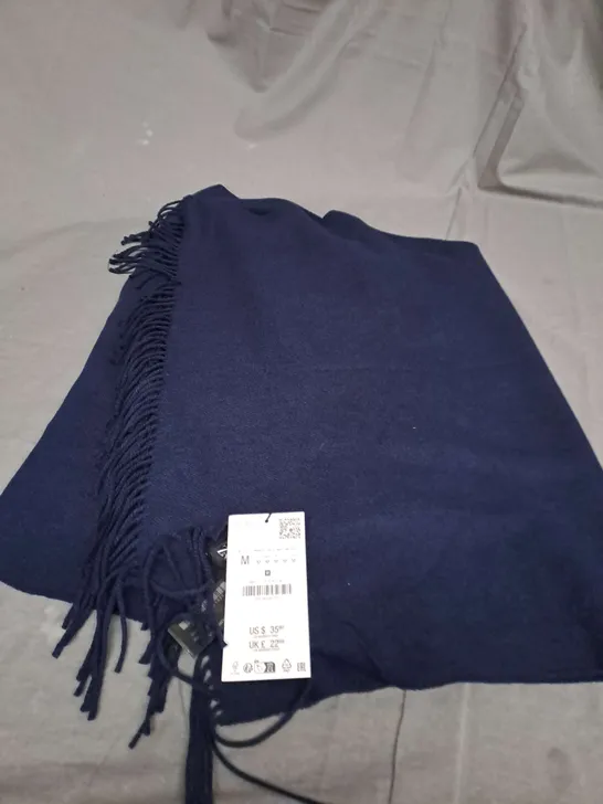 ZARA NAVY SCARF WITH TASSLE ENDS