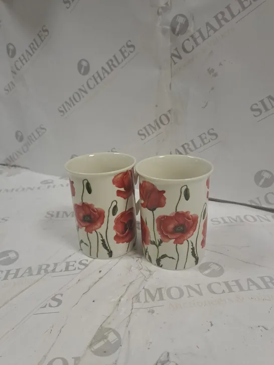 BOXED SET OF 4 MUGS TO INCLUDE 2 POPPY MUGS, 2 DAFFODIL MUGS