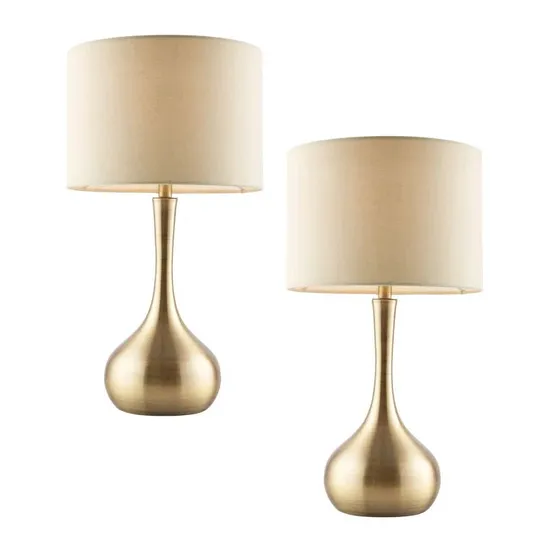 BOXED BULVERDE 42cm GOLDEN TABLE LAMP SET  - SET OF 2 (2 BOXES)