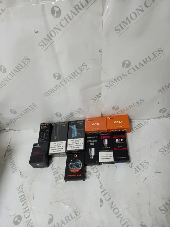 BOX OF APPROXIMATELY 10 ECIG PRODUCTS TO INCLUDE ASPIRE, KANGERTECH, CIGPET