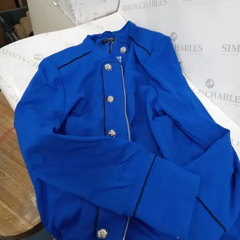 BLUE JULIEN MACDONALD CASUAL JACKET WITH SILVER STYLE BUTTONS SIZE 20
