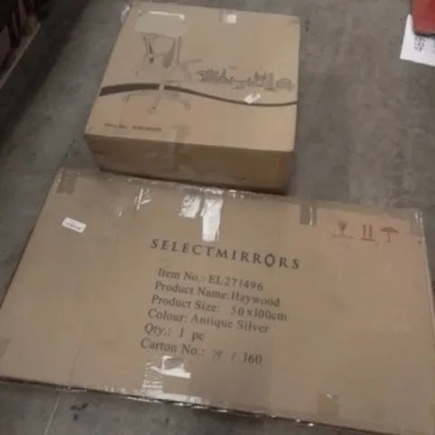 PALLET OF APPROXIMATELY ASSOQRTED HOUSEHOLD ITEMS TO INCLUDE DESK CHARIS , MIRRORS AND EXERCISE BIKES 