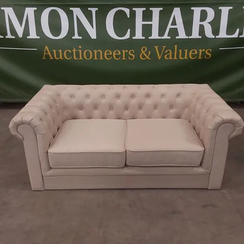 DESIGNER HAMPTON SEATER OATMEAL FABRIC UPHOLSTERED CHESTERFIELD SOFA