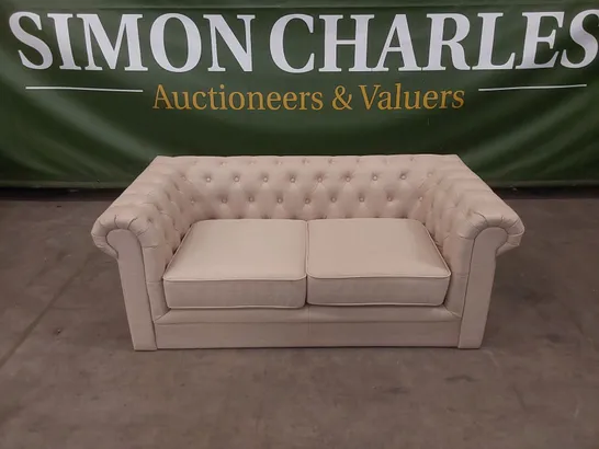 DESIGNER HAMPTON SEATER OATMEAL FABRIC UPHOLSTERED CHESTERFIELD SOFA