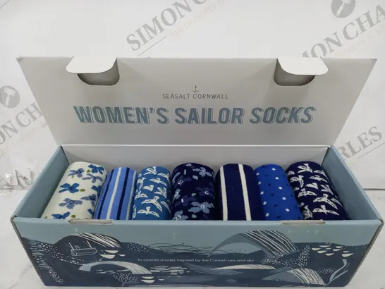 BOXED SEA SALT CORNWALL WOMENS SAILOR SOCKS - SIZE 4-7