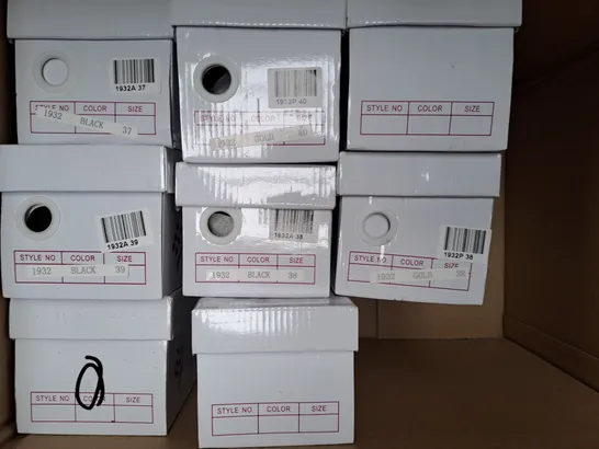 BOX OF APPROXIMATELY 10 ASSORTED PAIRS OF SHOES IN VARIOUS COLOURS, STYLES, AND SIZES