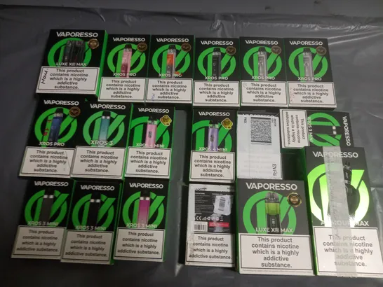 LOT OF APPROXIMATELY 18 ASSORTED VAPORESSO VAPING ITEMS 