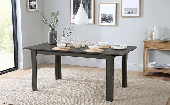 BOXED BALI GREY WOOD 150-180CM DINING TABLE