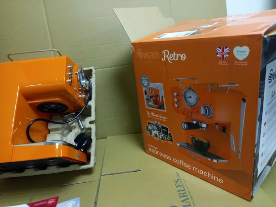 SWAN RETRO PUMP ESPRESSO COFFEE MACHINE - ORANGE